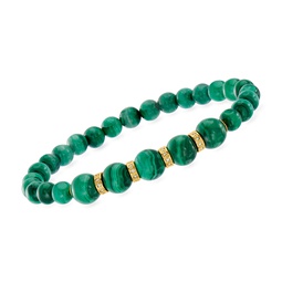 6-8mm malachite bead stretch bracelet with . diamonds in 18kt gold over sterling