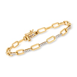 diamond paper clip link bracelet in 18kt gold over sterling