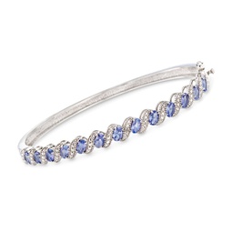 tanzanite bangle bracelet with diamond accents in sterling silver