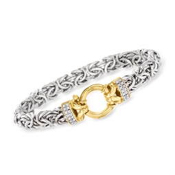 diamond byzantine bracelet in 2-tone sterling silver