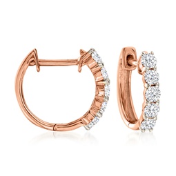 diamond huggie hoop earrings in 14kt rose gold