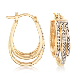 diamond 3-row hoop earrings in 18kt gold over sterling