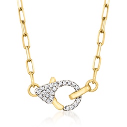 pave diamond paper clip link necklace in 14kt yellow gold