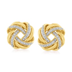 diamond love knot earrings in 18kt yellow gold over sterling