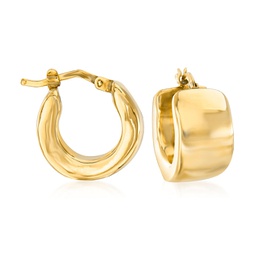 italian 18kt yellow gold huggie hoop earrings