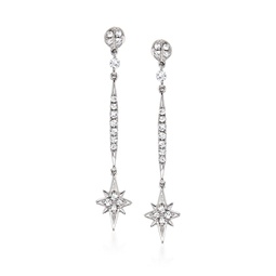 diamond star drop earrings in 14kt white gold