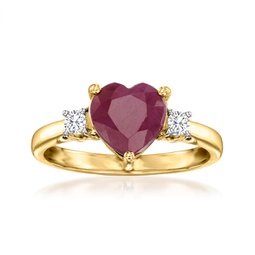 ruby heart ring with . diamonds in 14kt yellow gold