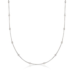 0.50- bezel-set diamond station necklace in sterling silver