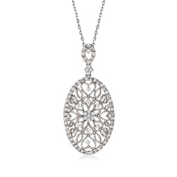 diamond floral filigree pendant necklace in 14kt white gold