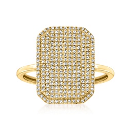pave diamond rectangular ring in 14kt yellow gold