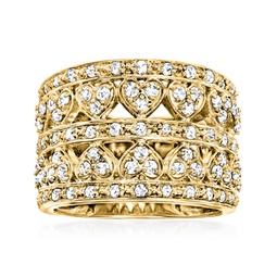 diamond multi-row heart ring in 18kt gold over sterling