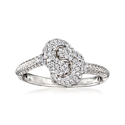 diamond love knot ring in sterling silver