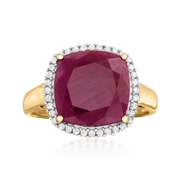 ruby and . diamond ring in 14kt yellow gold
