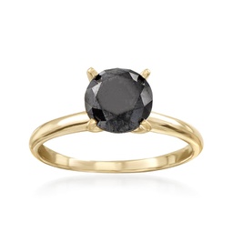 black diamond solitaire ring in 14kt yellow gold