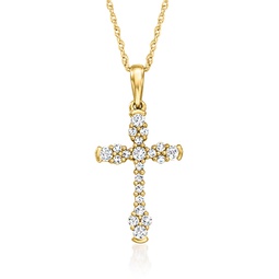 diamond cross pendant necklace in 14kt yellow gold