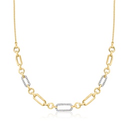 diamond elongated-link necklace in 18kt gold over sterling