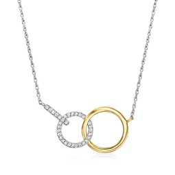 diamond linked-circle necklace in sterling silver with 14kt yellow gold