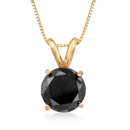 black diamond solitaire necklace in 14kt yellow gold