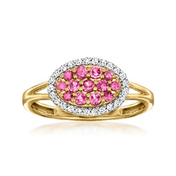 pink tourmaline and . diamond ring in 18kt gold over sterling