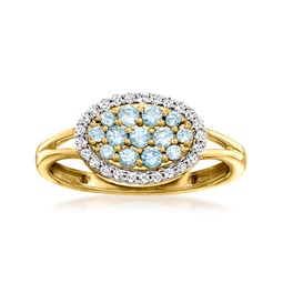 swiss blue topaz and . diamond ring in 18kt gold over sterling
