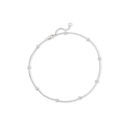 diamond station anklet in sterling silver