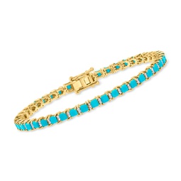 turquoise and . diamond tennis bracelet in 18kt gold over sterling
