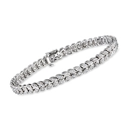 diamond leaf tennis bracelet in sterling silver