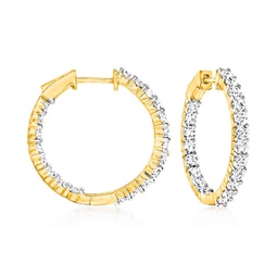 diamond inside-outside hoop earrings in 18kt gold over sterling
