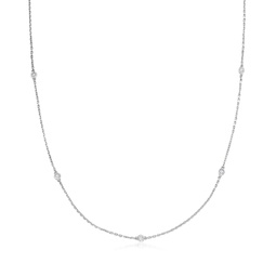 bezel-set diamond station necklace in sterling silver
