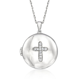 diamond cross locket necklace in sterling silver