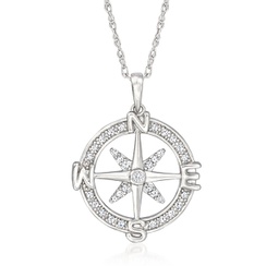 diamond compass pendant necklace in sterling silver