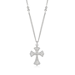 diamond cross pendant necklace in sterling silver