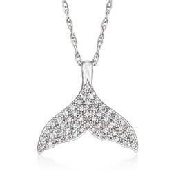 diamond whale tale pendant necklace in sterling silver