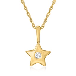 diamond-accented star pendant necklace in 14kt yellow gold