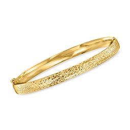 italian 18kt yellow gold diamond-cut bangle bracelet