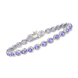 tanzanite and . diamond tennis bracelet in sterling silver