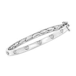 diamond heart bangle bracelet in sterling silver