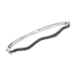 black diamond wavy bangle bracelet in sterling silver