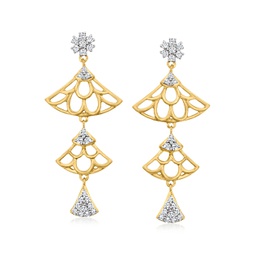 diamond tiered fan drop earrings in 18kt gold over sterling