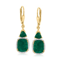 emerald and . diamond drop earrings in 18kt gold over sterling