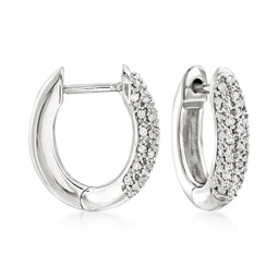pave diamond hoop earrings in sterling silver
