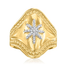 diamond starburst ring in 18kt gold over sterling