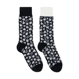 Black   White Floral Socks 241445F076001