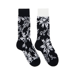Black   White Floral Socks 241445F076000