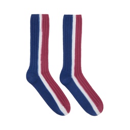 Red   Navy Vertical Dye Socks 241445M220004