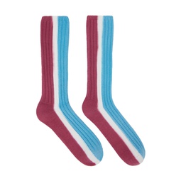Red   Blue Vertical Dye Socks 241445M220006