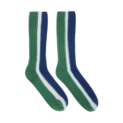 Green   Navy Vertical Dye Socks 241445M220005