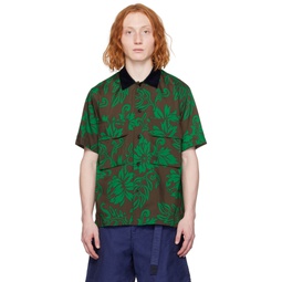 Green   Brown Floral Shirt 241445M192014
