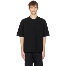 Black Paneled T Shirt 241445M213035