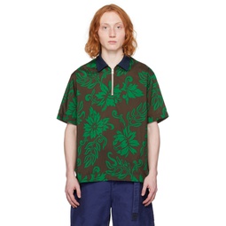 Green   Brown Floral Shirt 241445M202042